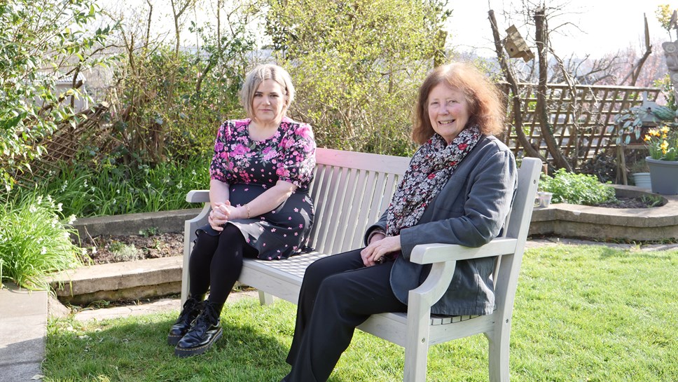 Deputy Minister Julie Morgan with Marie Jones at Bridgend Carers Centre