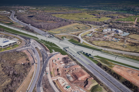 CGI showing how the HS2 line will cross the M42 twin box: CGI showing how the HS2 line will cross the M42 twin box