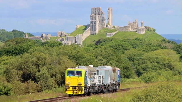 Swanage Railway benefits from Network Rail weed-killer train: Balfour Beatty NR weed-killing train Corfe Castle Tuesday 11 June 2024 ANDREW PM WRIGHT (1)