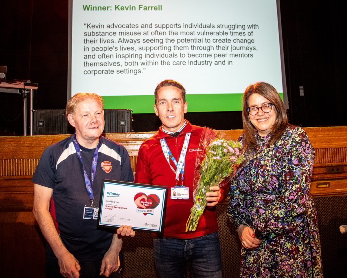 Kevin Farrell, winner of the Special Recognition award at the Dignity in Care Awards