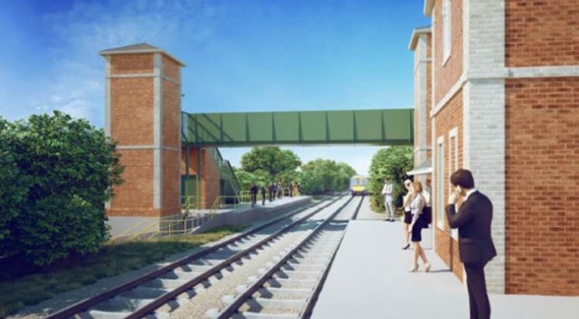 Artist impression of the new lifts and bridge at Ham Street Station view 2