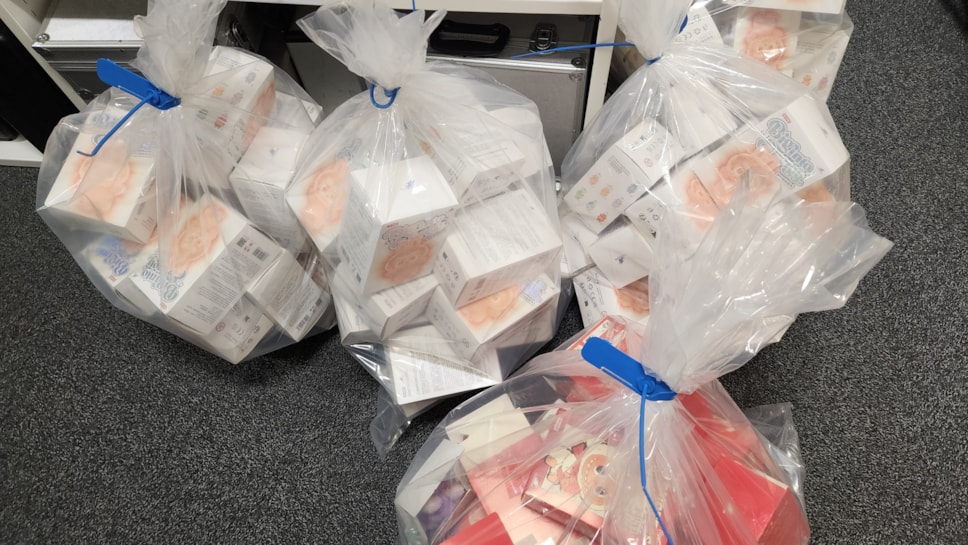 Counterfeit Labubu dolls that were seized