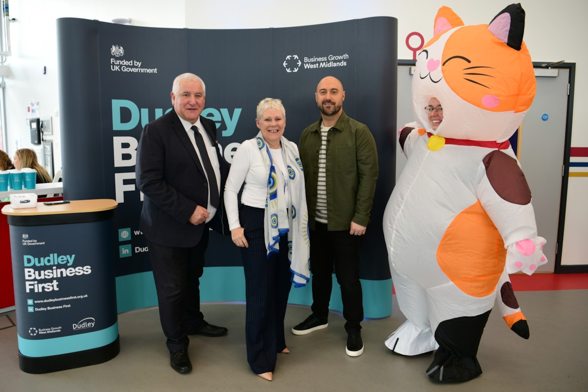 Cllr Patrick Harley, Prof Deborah Leary, PJ Ellis, and Emily Smith at Innovate Dudley Expo-2