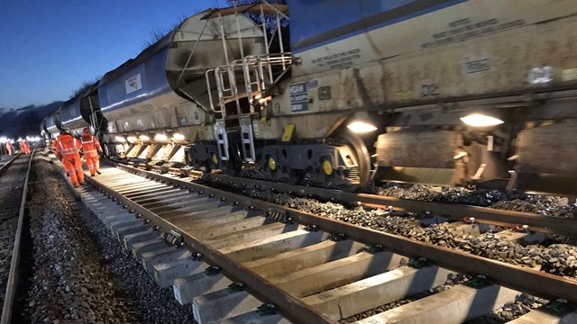 Engineering works to affect train journeys in February and March: Stock picture of track renewal taking place crop-2