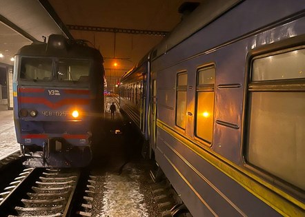 Ukrainian Railways trains at Kyiv station
