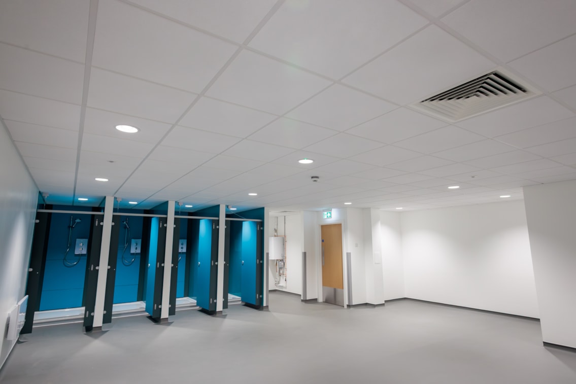 Empty changing room at Guide Bridge depot