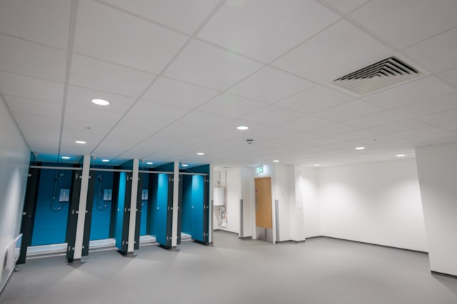 Empty changing room at Guide Bridge depot: Empty changing room at Guide Bridge depot
