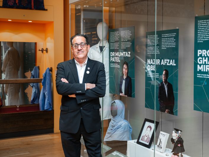 Muslims in the North: Nazir Afzal, OBE, former chief crown prosecutor of north west England at the launch of the new Muslims in the North display at Leeds City Museum. Credit Connor Bainbridge.