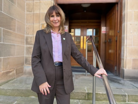Chief Executive Karen Greaves outside HQ