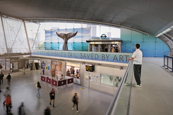 New artwork by Ahmet Öğüt launches at Stratford station reflecting on art’s power to save and transform: Ahmet Öğüt, ‘Saved by the Whale’s Tail, Saved by Art’, 2025, Stratford station. Commissioned by Art on the Underground and New Contemporaries. Photo: GG Archard.