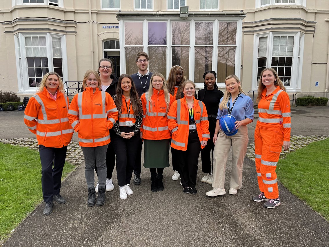Network Rail colleagues who led a STEM-based mythbuster event at The Mount School for IWD