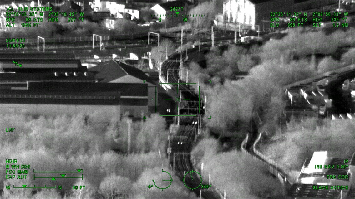 Thermal image of track approaching Wolverhampton station - Credit: Network Rail Air Operations team