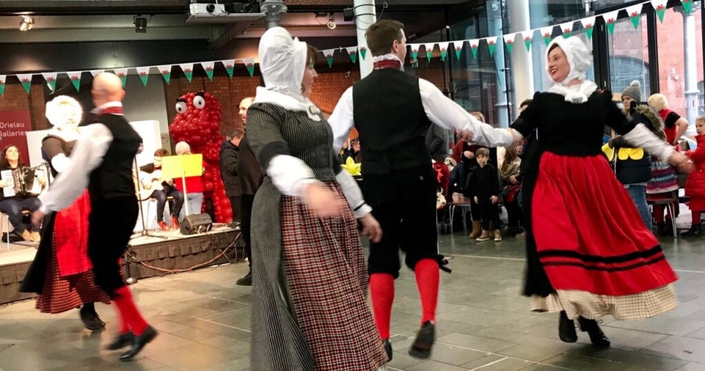 Traditional Welsh Folk Dancing in Welsh Costumes