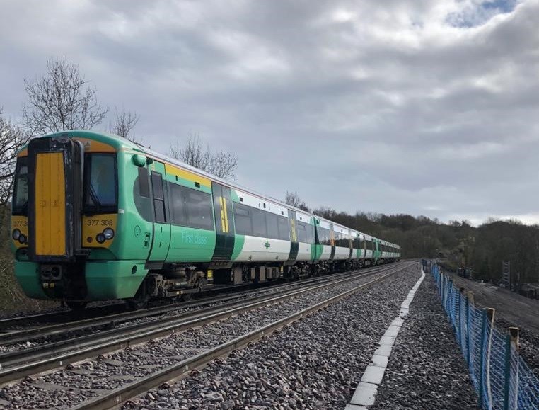 East Grinstead first train: East Grinstead landslip site sees its first train
