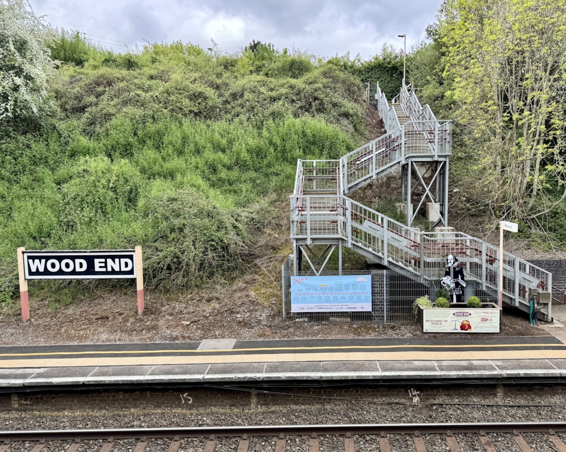 Wood End Shakespeare statue and information panels