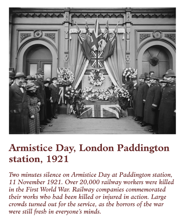 Armistice Day at London Paddington station 1921