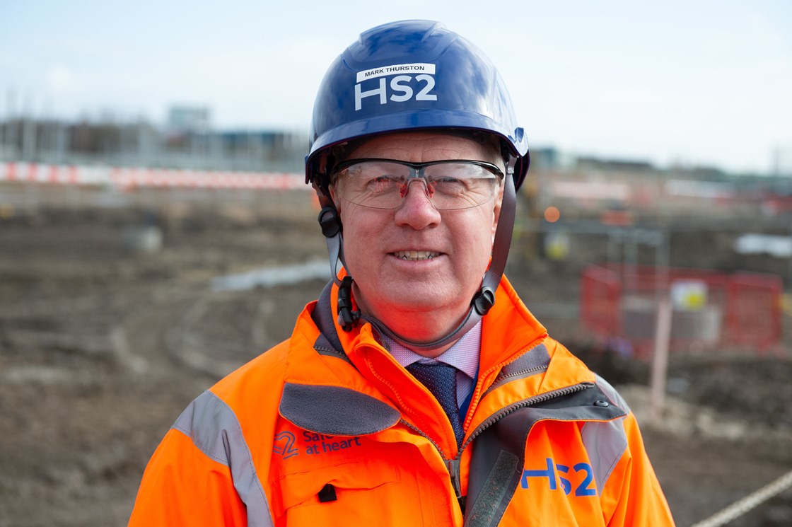 Mark Thurston at Old Oak Common railway station March 2020: Credit: Tony Kershaw
Mark Thurston, CEO, construction, activity, Old Oak Common, site, augmented reality, headset, interview, London media, plans, PPE
Internal Asset No. 15233