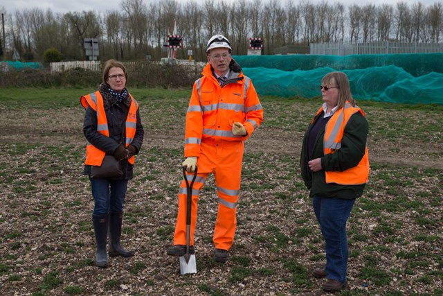 Ufton Nervet ground-breaking ceremony: Mark Langman, managing director of the Western route, with members of the Ufton Nervet support group.