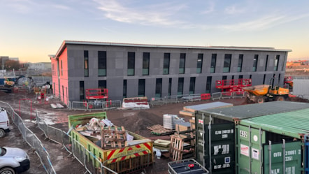 Image showcasing the progress of the construction of the new University of Cumbria's Barrow Campus