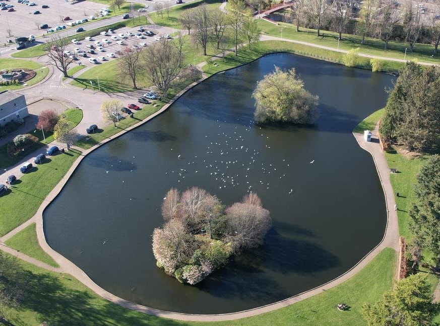 Cooper Park pond - drone image-2