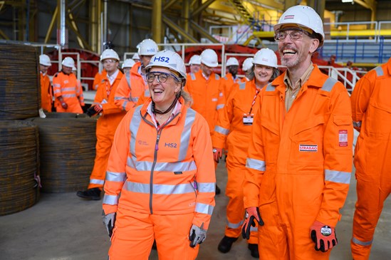 STRABAG factory in Hartlepool begins casting tunnel segments for HS2 London tunnels-6: L-R Ruth Todd CBE, Chief Commercial Officer, HS2 Ltd, Jill Mortimer, MP for Hartlepool, Andy Dixon, Managing Director, STRABAG UK