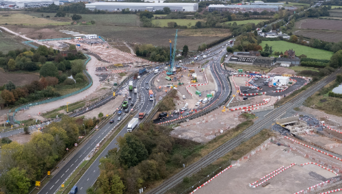 Rykneld Street bridge, Streethay - start of foundation works