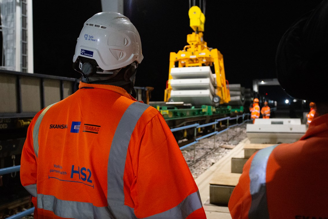 HS2 tunnel segments unloaded at West Ruislip: HS2 tunnel segments unloaded at West Ruislip