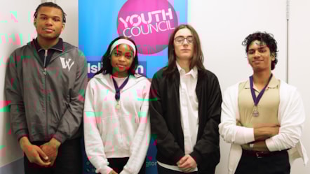 Islington Youth Council's new top team (from left) D'Eric Koy, Claris Lawrence, Harry Husband and Zack Yahya
