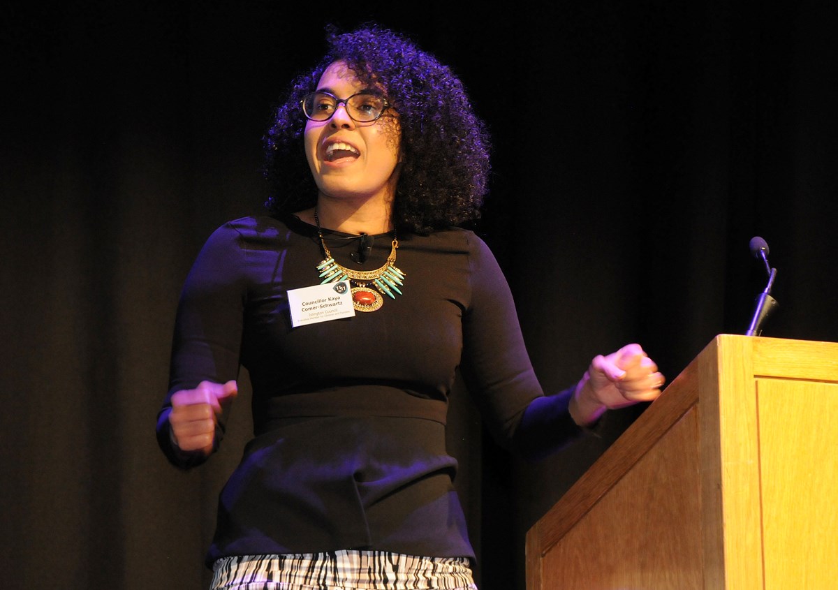 Cllr Kaya Comer-Schwartz: Cllr Kaya Comer-Schwartz at the launch of the 11 by 11 partnership