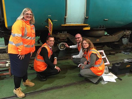 Ken Skates and the TfW team at Canton depot