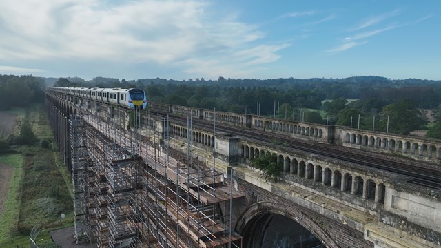 A GTR service travels over the Grade II listed Viaduct