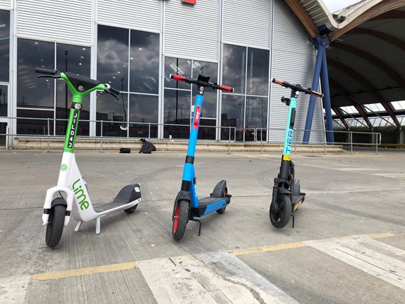 TfL Press Release - TfL and London Councils announce London’s e-scooter trial will begin in June: TfL Image - E-scooters from Dott, Lime and TIER