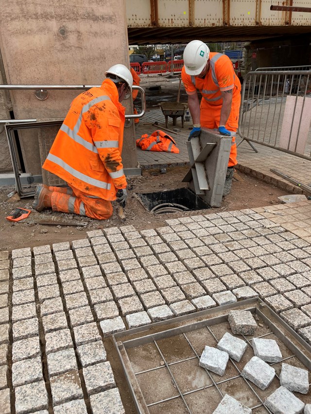 The public areas is starting to take shape with 140,000 granite blocks being laid by hand: The public areas is starting to take shape with 140,000 granite blocks being laid by hand