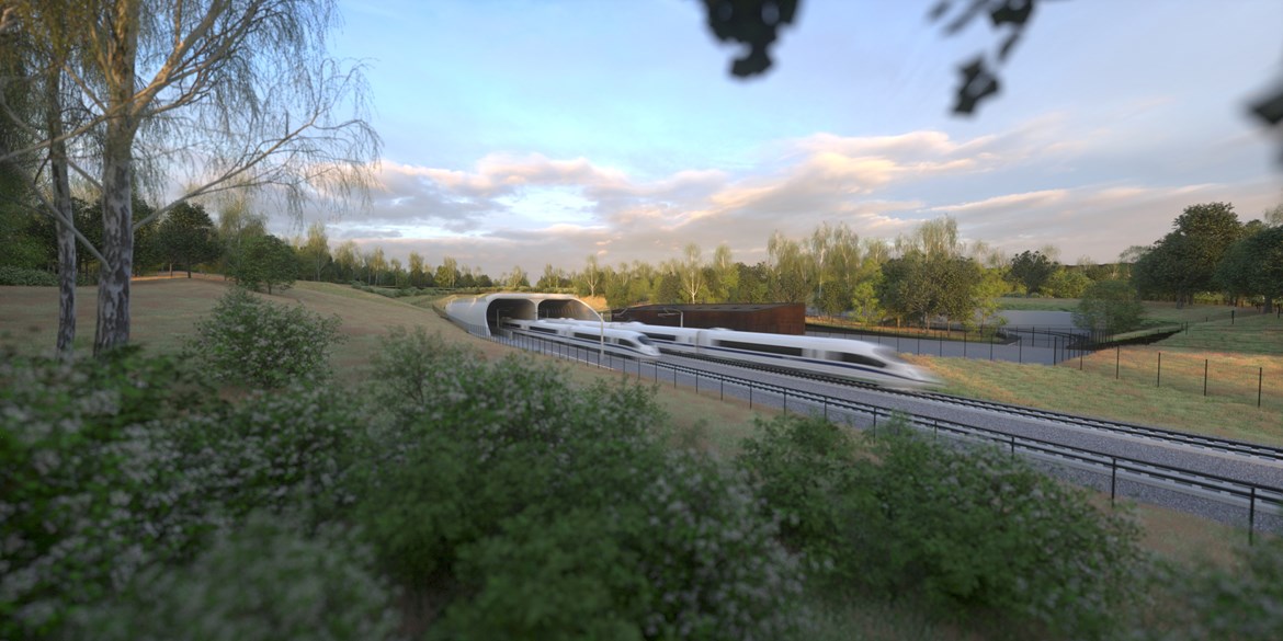 HS2 reveals images of first landscaped ‘green tunnels’ for Bucks and Northants: Greatworth green tunnel portal view 2