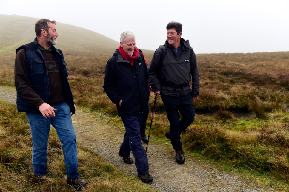 The Deputy First Minister, Huw Irranca-Davies was joined by local grazier, Jeff Gwillim and Richard Ball from Bannau Brycheiniog National Park Authority on his visit to the Black Mountains.