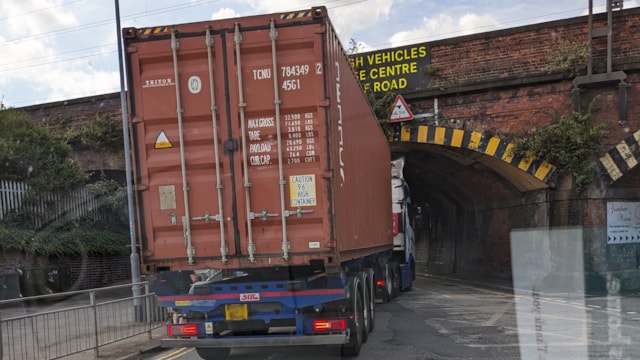 Grantham railway bridge in national top ten ‘hit list’ for lorry strikes: Harlaxton Road bridge strike September 2023 copy