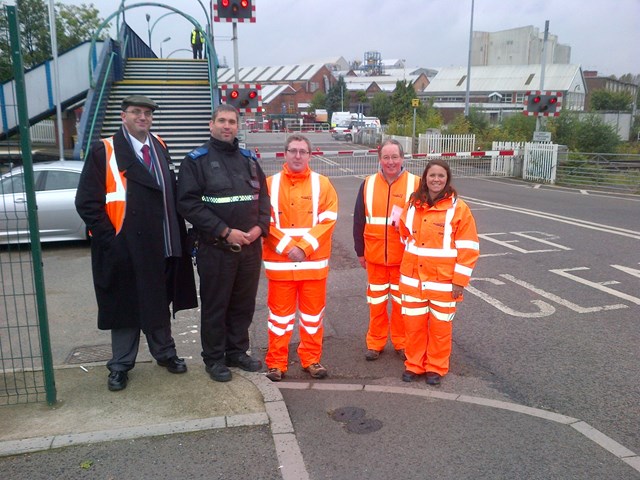 Local councillors join Network Rail for level crossing awareness event: Spondon level crossing safety event