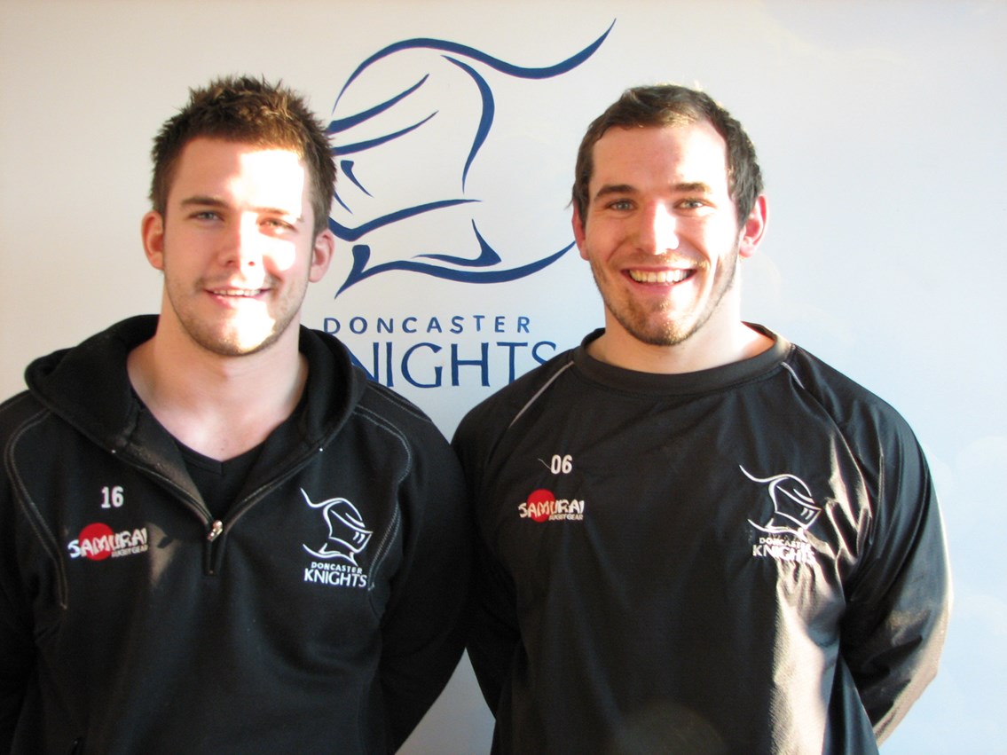 Chris Hughes and Neil Cochrane of Doncaster Knights_001: Players support No Messin'