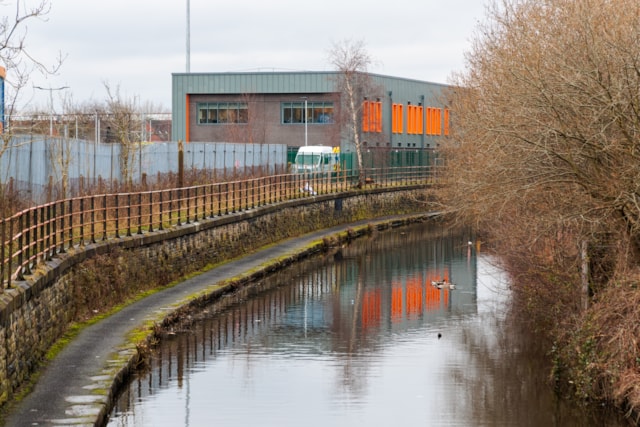 View by canal at Guide Bridge depot: View by canal at Guide Bridge depot