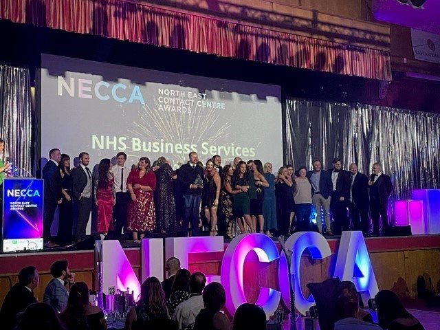 NECCA Contact Centre of the Year Award, the team on stage