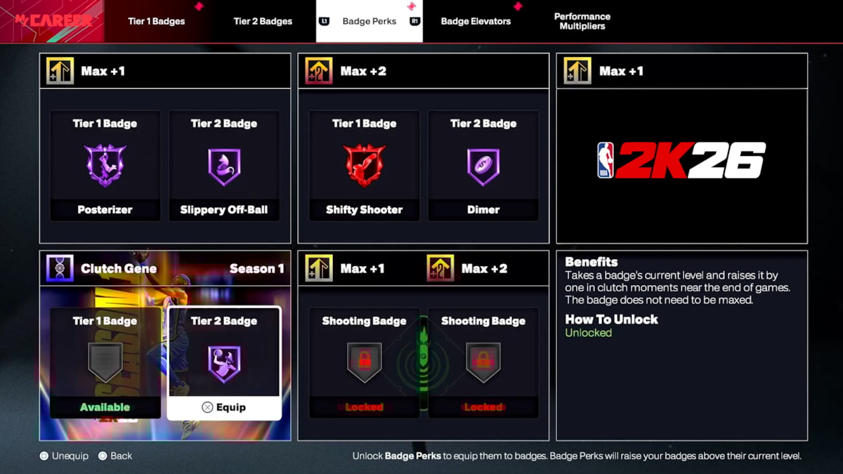 NBA 2K26 MyPLAYER Badges and Perks