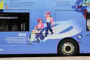 TfL Image - TfL25 accessibility motif on wrapped bus: TfL Image - TfL25 accessibility motif on wrapped bus