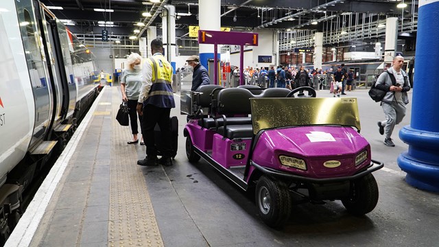 New passenger assistance buggy on platform at London Euston