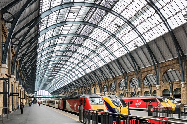 King's Cross railway station - Virgin trains at platform from left
