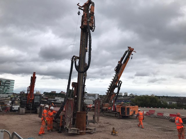 The large drills used to deliver the piling