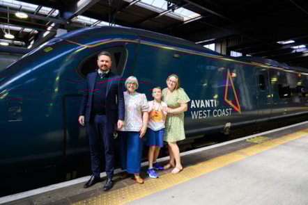 Left to Right: Paul Scott (Avanti West Coast Driver Team Manager), Joanna Buckley (Avanti West Coast Community Manager), Joshua Emmett, and Charlie Emmett at London Euston station