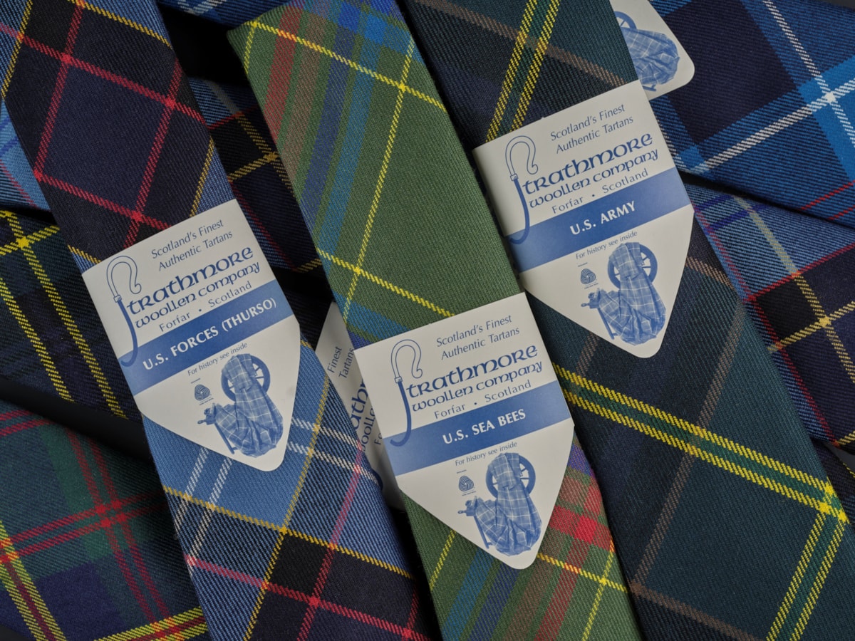 Ties in U.S. Navy (Edzell) tartan, Forfar, Angus, 2023 Image National Museums Scotland