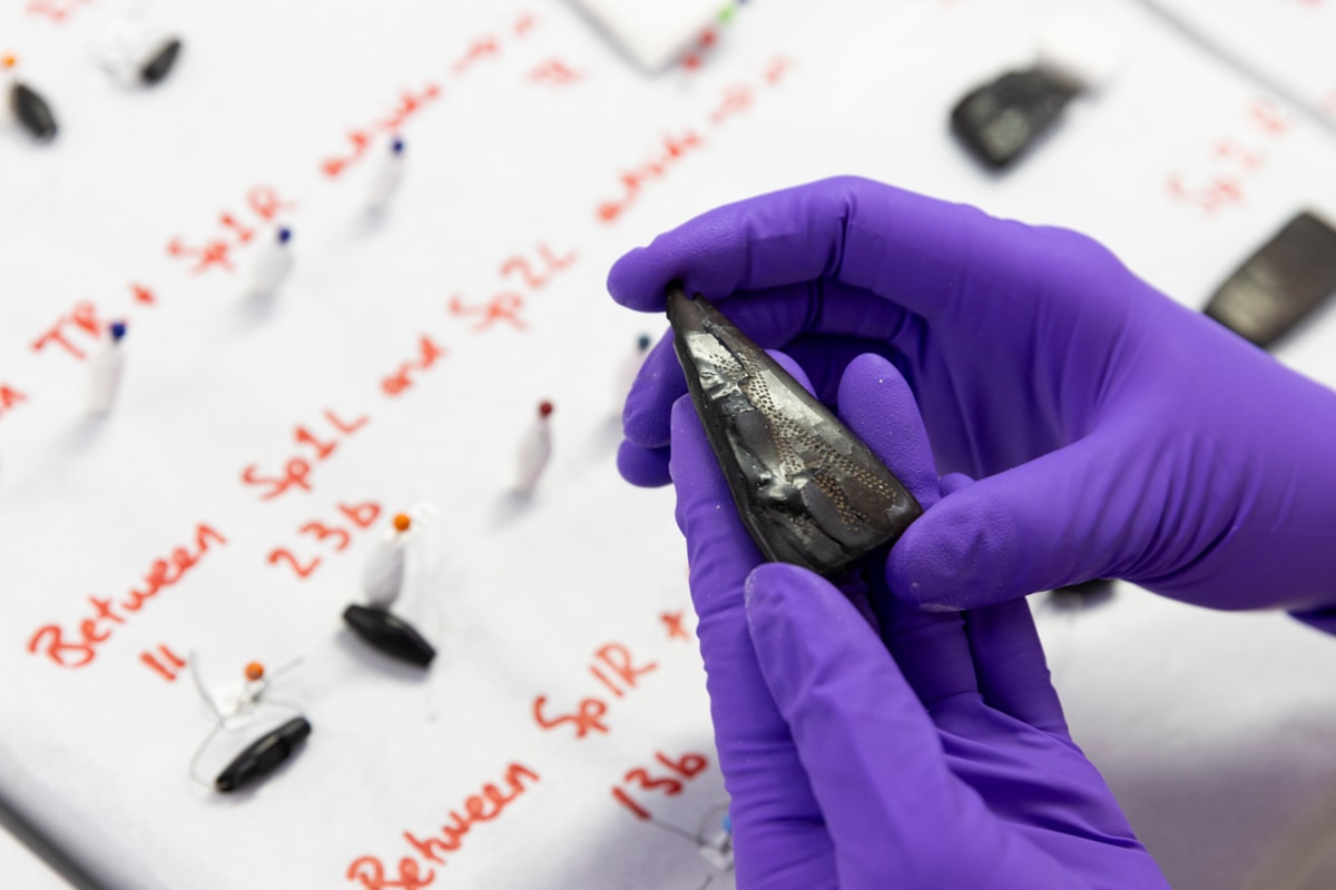 Conservator Bethan Bryan works on the Balgay necklace.  Photo © Duncan McGlynn (3)