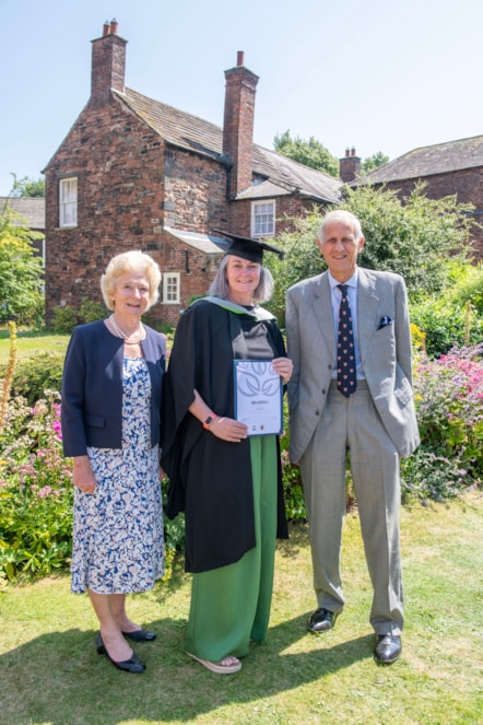 Hensman Prize winner Nina Albertelli pictured after her University of Cumbria graduation at Carlisle Cathedral
Picture between Claire and Peter Hensman, sponsors of the special prize.
Pictured: Wed 15 July 2026