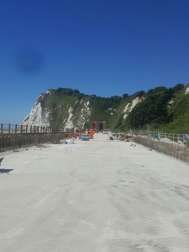 Dover sea wall July 21-2: All four bridge decks in place, stretching over 230m